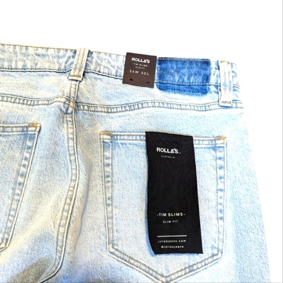 NWT...Rolla’s Men Trim Slim Denim Jeans - Size 34 - - - Picture 8 of 9
